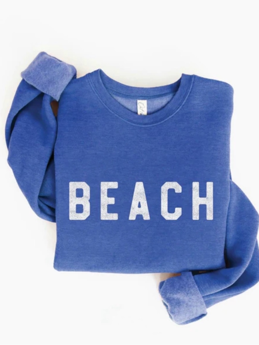 Oat Collective Blue 'BEACH' Graphic Sweatshirt size Medium